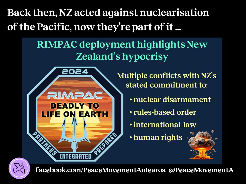 PeaceMovementA's tweet photo. @timjonesbooks @CWSNZ @moanatribe @karlyannburch @KaiSawaieke @_vehia_ @PadreJB @talei_luscia @WeavingHouse @ronnykareni @lotupasifika @pangmedia @RNZPacific @pacfemcop @wagepeaceau Back then, #NZ took action against #nuclearisation of the #Pacific, now they're part of it ... https://t.co/bV8ZGBgUHV #NuclearJustice #StopRIMPAC @uriohau @KTeaiwa @lotupasifika @hawaiipandj @wagepeaceau @ronnykareni @diva4equality @pacfemcop @EpeliVl @KKajihiro @AKPeaceAction https://t.co/BHvJMPLjRO