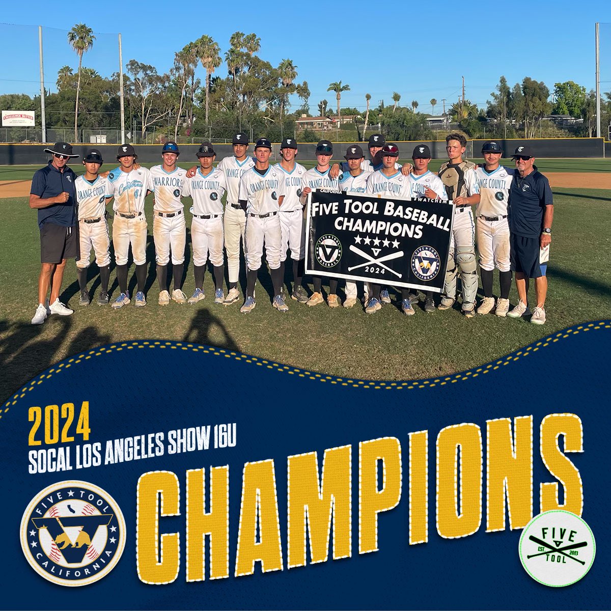 🏆CHAMPIONS🏆

Congrats to <a href="/TeamCALBaseball/">TEAM CAL</a> Orange County on winning the 16U Division of the <a href="/FiveTool/">Five Tool Baseball</a> California SoCal Los Angeles Show! 

#WatchEm
