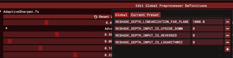 59S25901's tweet photo. 지쉐 업뎃해서 1번사진 처럼 바뀌신 분들 

목록에서 AdaptiveSharpen 검색 -> 아래에 Edit Global Preprocessor Definitions 선택 -> 오버레이로 뜬 화면에서 3번째 목록을 한섭은 0, 글섭은 1로 바꾸면 됩니다 ^///^ https://t.co/ns1Q3PKEuI