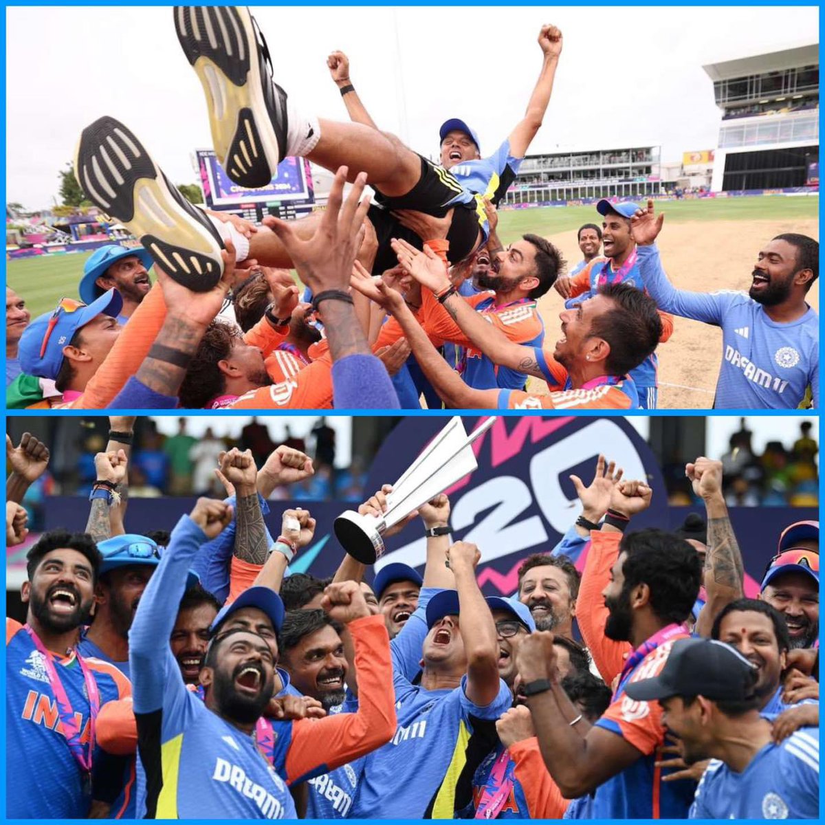 Bow your hats 🧢 down to #The WALL <a href="/rahuldravid/">Rahul Dravid</a> 

Incredible man 🙌, an absolute gem 💎of Indian #Cricket has led to this indian side <a href="/BCCI/">BCCI</a> to World Cup glory after 17years in T20I’s .

Some #farewells are scripted in heaven❣️

#RahulDavid 
#T20IWorldCup 
#BCCI