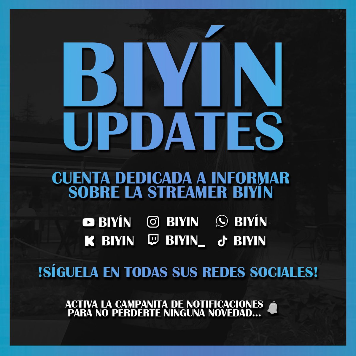 📢 BIENVENIDOS A BIYÍN UPDATES 📢

❥ Una cuenta donde te enterarás de TODO lo que pase con la streamer <a href="/_biyin_/">Biyín</a> 🩵

°࿐ Esta cuenta es para apoyar e informar, no olviden activar la campanita de notificaciones 🔔