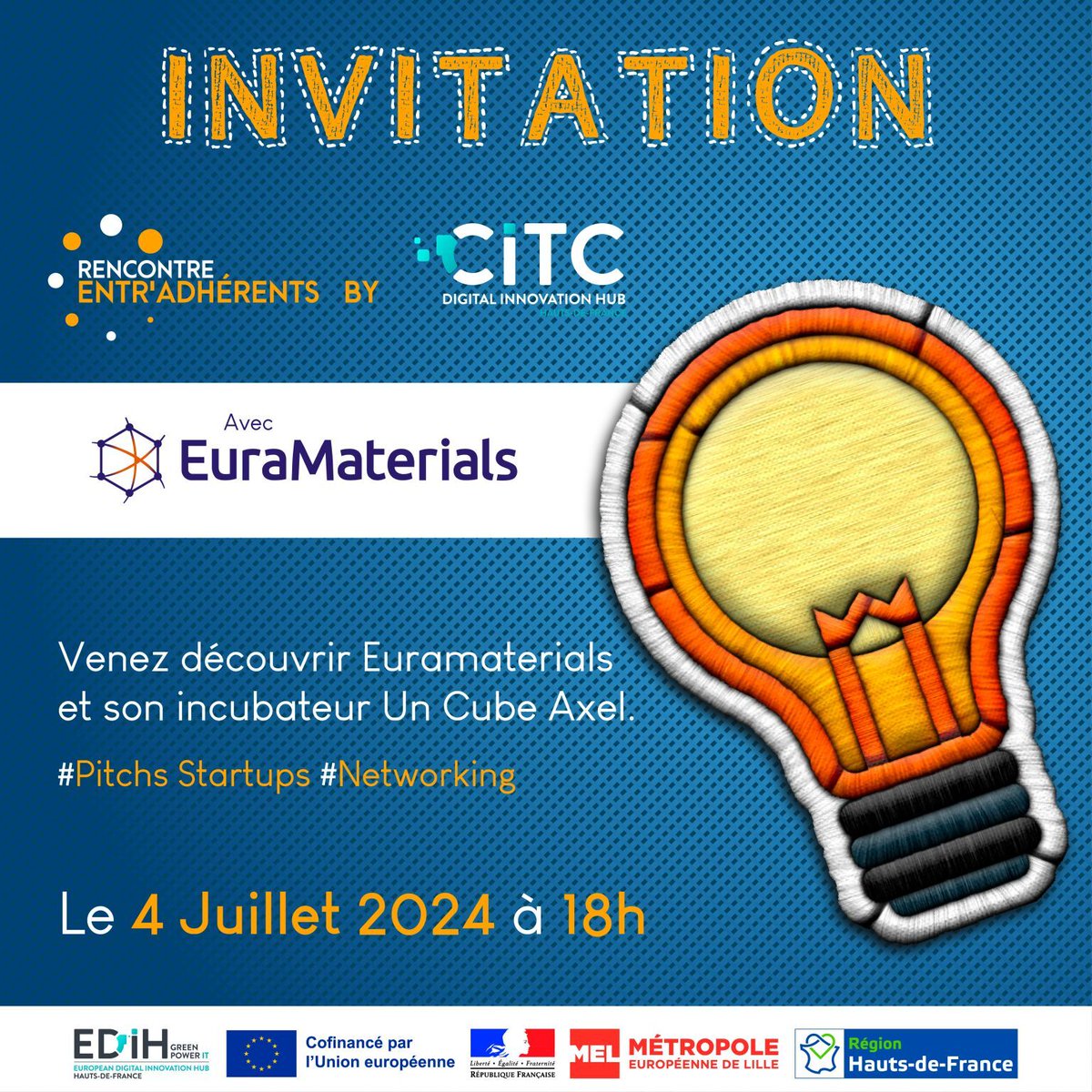 J-3 : Rencontre Entr'Adhérents du CITCC, le 4 juillet 2024, à 18 h !

Notre adhérent EuraMaterials et le CITC vous ont préparé un programme passionnant ✨
 
Inscription 👇
bit.ly/3JclZQi