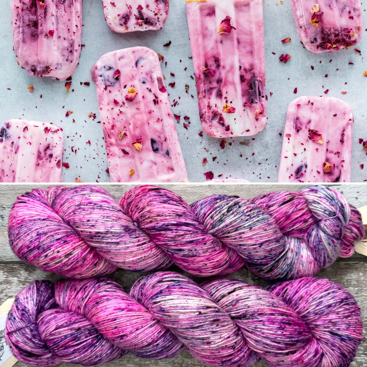 HissingMonkey's tweet photo. “Fruit Popsicle”, a fabulous mix of berry pinks and purples. It is the last of my summer offerings before we go away to visit family. Please enjoy the picture. #mothyandthequid #yarn #knitting #crochet https://t.co/hPkSBxWTMS