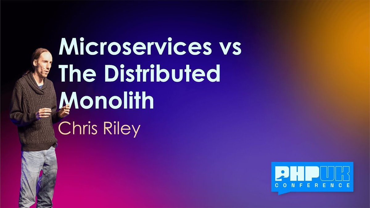 PHPUKConference's tweet image. Didn&apos;t catch Chris Riley&apos;s talk on &apos;Microservices vs The Distributed Monolith&apos; at #phpuk24

Chris explored legacy code challenges &amp;amp; risks of transitioning to microservices. Discover scalable solutions with event-driven architecture. 

Watch here: buff.ly/3QIE6l0