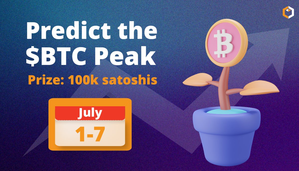 esatoshiclub's tweet image. 📈 New week, new challenge at @esatoshiclub!

Can you guess the highest Bitcoin price from July 1 to July 7? The closest guess wins 100,000 Satoshis!

Reply with your prediction now!👇