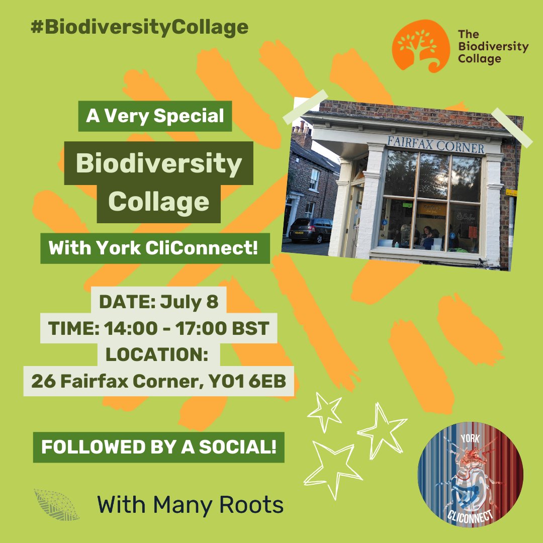 With Many Roots (@withmanyroots) on Twitter photo Join us for a Biodiversity Collage hosted by <a href="/YorkCliConnect/">YorkCliConnect</a> ! 💚
When? Monday 8th July 2-5pm
Where? Fairfax Corner, YO1 6EB
Why? Discover the human impact on biodiversity, and what can be done to protect this precious system.
Interested? Link in the bio!
#biodiversitycollage Join us for a Biodiversity Collage hosted by <a href="/YorkCliConnect/">YorkCliConnect</a> ! 💚
When? Monday 8th July 2-5pm
Where? Fairfax Corner, YO1 6EB
Why? Discover the human impact on biodiversity, and what can be done to protect this precious system.
Interested? Link in the bio!
#biodiversitycollage