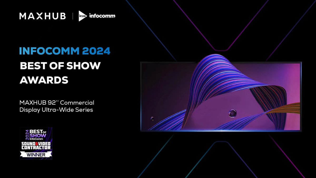 ElectrosonicSA's tweet image. @MAXHUB_Global&apos;s Ultra-wide 92&apos;&apos; Commercial Display was awarded &quot;Best of Show&quot; (Sound &amp;amp; Video contractor category) at @InfoComm 2024!
View product info: bit.ly/4eEFnnH
#MAXHUB #largeformatdisplay #lfd #commercialdisplay #infocomm24