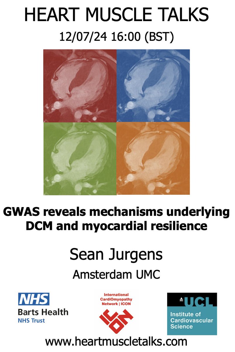HeartMuscleTalks (@heartmuscletalk) on Twitter photo We are excited to announce our next HMT session on "GWAS reveals mechanisms underlying DCM and myocardial resilience" by Sean Jurgens from <a href="/amsterdamumc/">Amsterdam UMC</a>!
👉ucl.zoom.us/webinar/regist… We are excited to announce our next HMT session on "GWAS reveals mechanisms underlying DCM and myocardial resilience" by Sean Jurgens from <a href="/amsterdamumc/">Amsterdam UMC</a>!
👉ucl.zoom.us/webinar/regist…