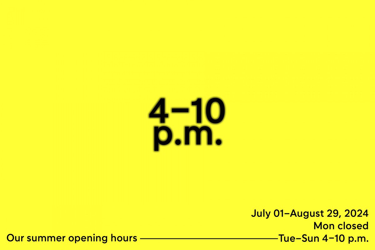 From July 1 to August 29, 2024, S AM and Kunsthalle Basel extend the opening hours into the evening on all days except Monday. In addition, we are offering a special summer collaboration with the Campari Bar. Let’s make 4 to 10 the new 9 to 5!