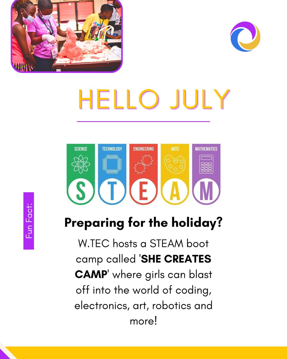 wteconline's tweet photo. Happy new month! 🎉
As we step into July, it’s time to prepare your teenagers for an unforgettable holiday experience! 🌟
Our #SHECREATES CAMP is the perfect destination for girls to unlock their potential in STEAM fields like AI & IoT, while focusing on eco-sustainability. https://t.co/4pW1yYDrAT