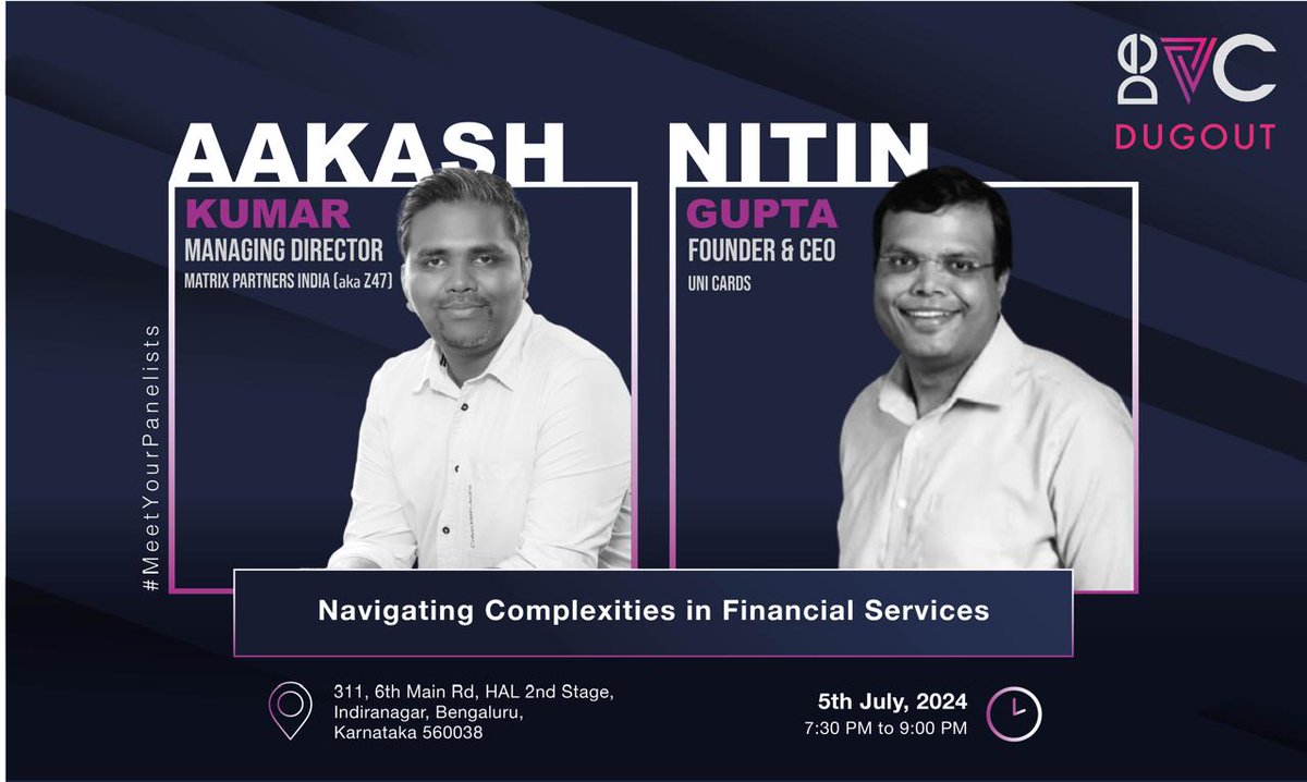 👋Calling FinTech founders - this Friday, we are hosting a Dugout session with Nitin Gupta - CEO &amp; Founder of Uni Cards which will be moderated by Aakash Kumar - MD at Matrix Partners India (aka Z47)