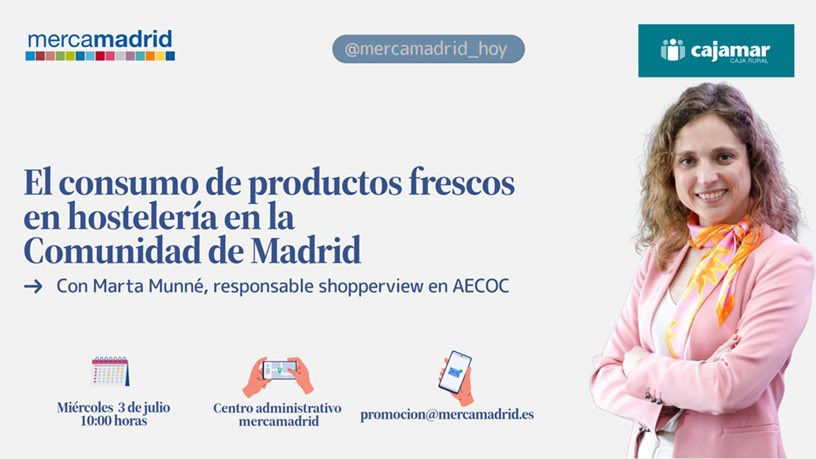 🆕¿Eres una empresa de Mercamadrid?

👉¿Quieres conocer qué motiva a los consumidores a elegir productos frescos en restaurantes, bares y cafeterías?

👋Acompáñanos y descúbrelo de primera mano en un nuevo encuentro empresarial de Mercamadrid 

🎙️Junto a Marta Munné de <a href="/AECOC_ES/">AECOC</a>