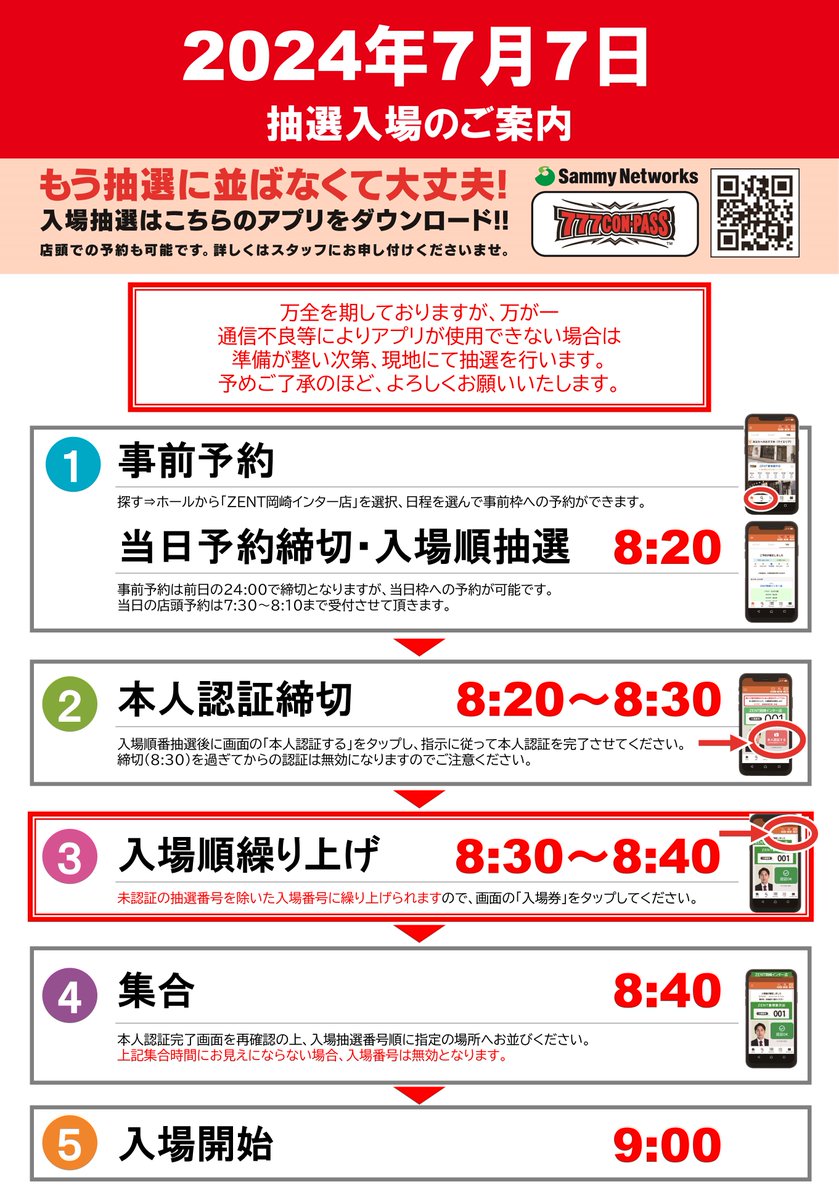 7月7日（日） 抽選時間のご案内 時間帯に変更がありますので お