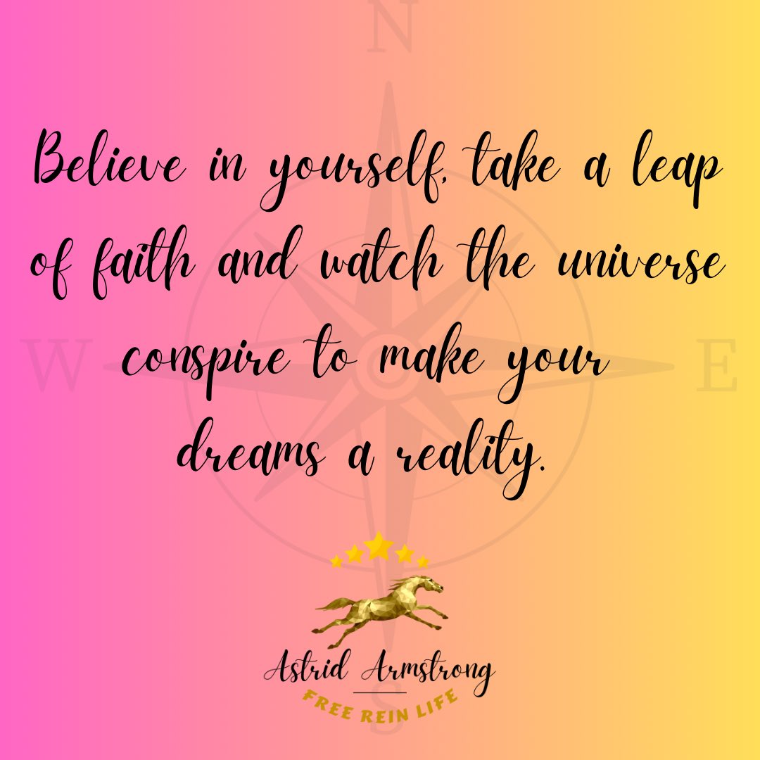 azzispazzi's tweet photo. Monday Mantra: 

Believe in yourself, take a leap of faith and watch the universe conspire to make your dreams a reality.

#motivation #mondaymantra #believeinyourself #freereinlife #astridarmstrong #laptoplifestyle #workfromanywhere https://t.co/GijnVB2yKi