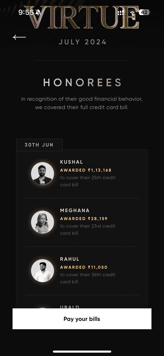 Aaj ke Baad kisi ne Cred ke baare me kuch bhi negative bola-  will invite instant block from me. 

Cred is now by far my favourite app. They called me to inform me that they will be paying my credit card bill this month and goddamn they actually did it! 🤯

Thanks guys🥳