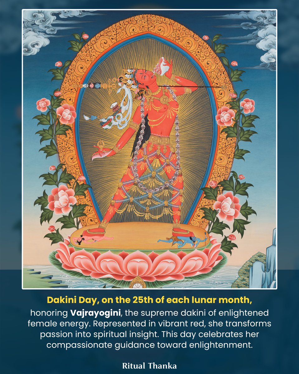 Ritualthanka's tweet photo. Happy Dakini Day! ✨On this special day, may you be surrounded by the blessings and wisdom of the Dakinis. These celestial beings embody enlightened energy, profound wisdom, and transformative power. 🙏
#ritualthanka #DakiniDay #TibetanBuddhism https://t.co/u0aXt2Wr0L