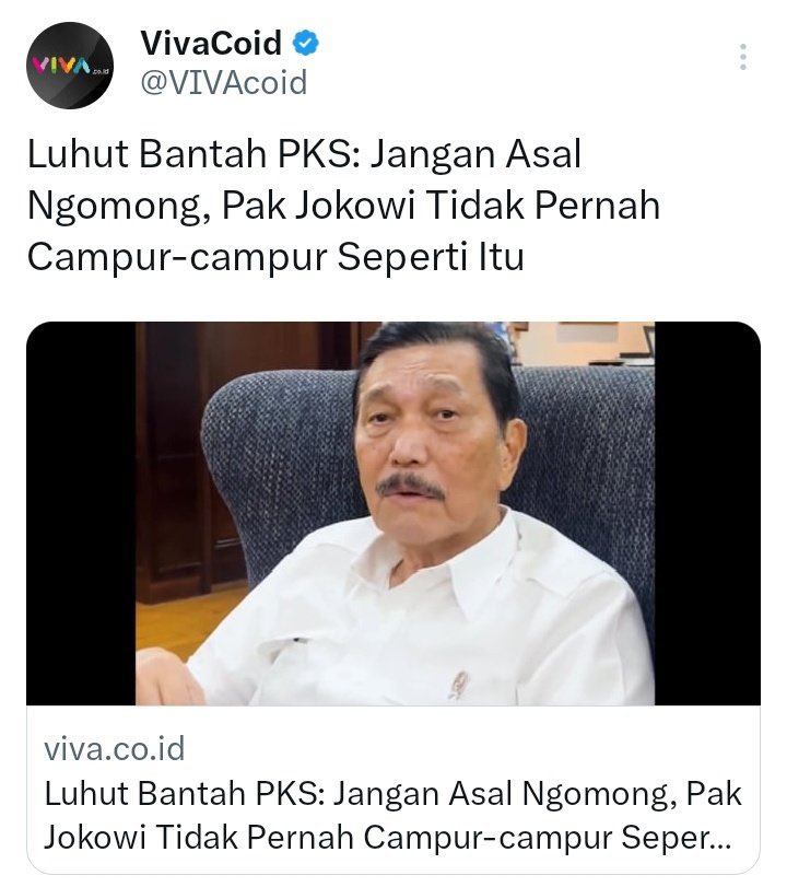 Percaya PKS silahkan retweet 

Percaya Luhu silahkan like