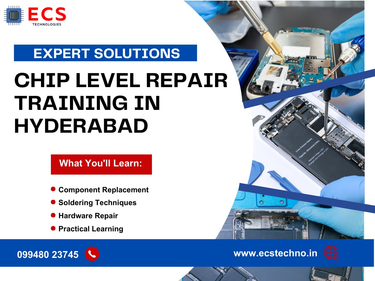 ecs_techno's tweet image. Join ECS Technologies&apos; Chip Level Repair Training in Hyderabad! Enroll now!
Contact Now-  099480 23745
Visit Here-  ecstechno.in

#ChipLevelRepairTraining #HyderabadTech #ECSTechnologies #TechSkills #CareerBoost #ChipRepair  #InnovativeTech