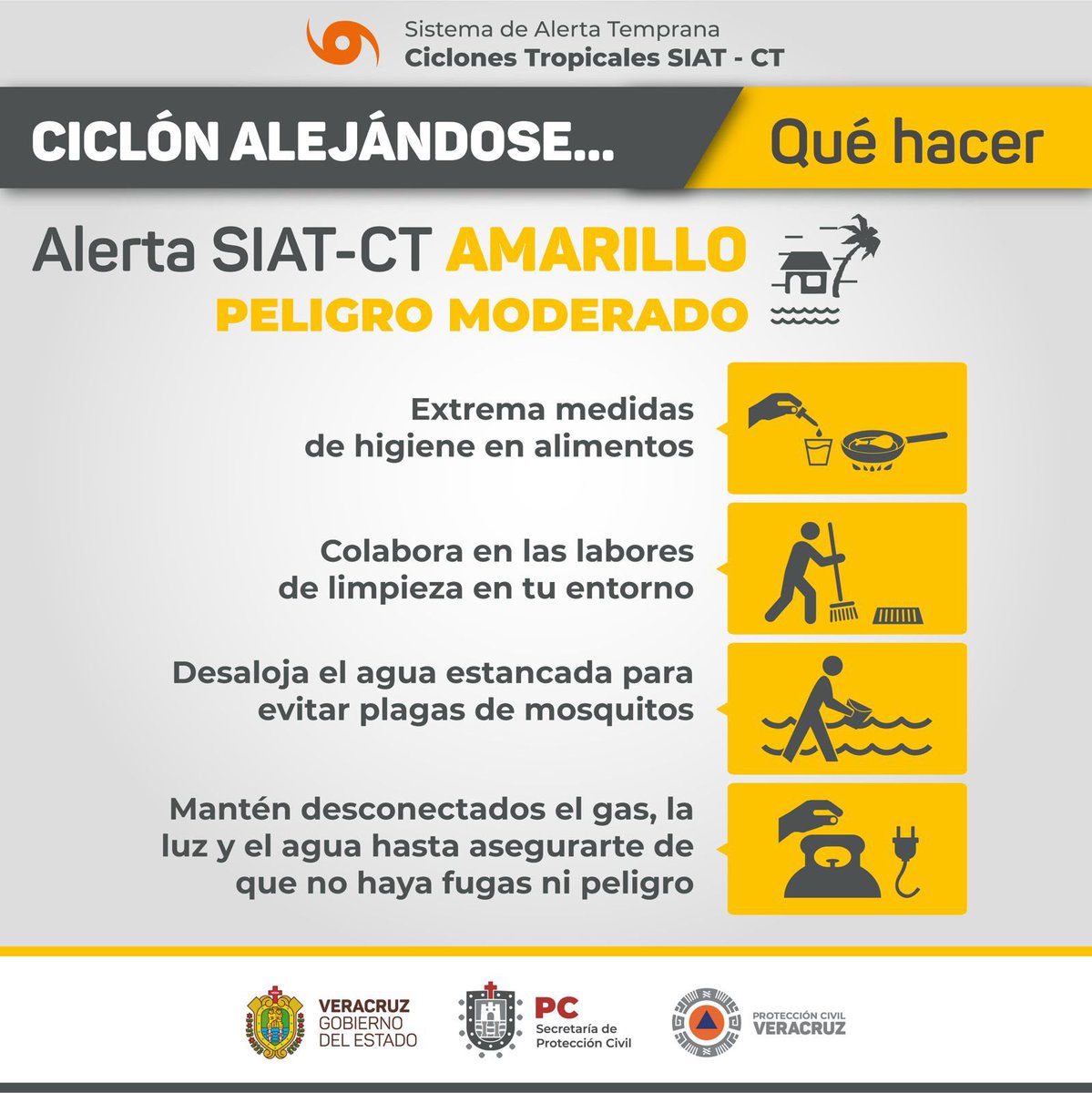 PCEstatalVer's tweet photo. 📰SIAT-CT se actualiza a Naranja y Amarillo para Veracruz:

La @CNPC_MX ha actualizado el Boletín SIAT-CT por la Tormenta Tropical Chris para Veracruz, a una 🟠 Alerta Naranja (Peligro Alto) por Ciclón Acercándose para el centro y norte del estado.

1/2 https://t.co/ociDGLZd6d