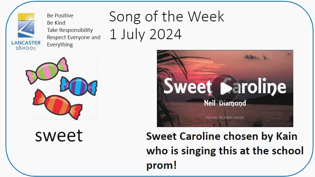 Good Morning. Rehearsals are continuing for the Lancaster Prom 2024 and we have a great line up of leavers singing and dancing. This includes Kain singing the Neil Diamond classic Sweet Caroline