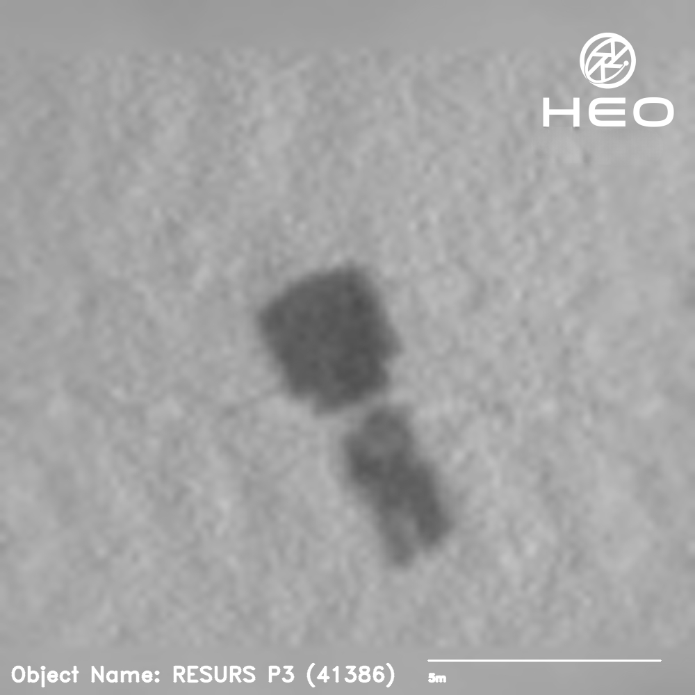 HEO captured images of the Resurs-P1 satellite in-orbit prior to the debris creation event.

We’re seeing that Resurs-P1, P2, and P3 show anomalies around the deployment state of the solar arrays, which could explain what happened. We will be conducting more imaging missions.