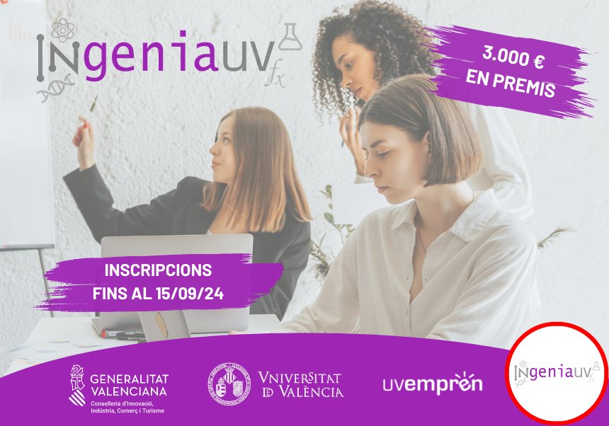 murfhoeth's tweet photo. 🆕️ ♀️  2️⃣5️⃣ #beques per a participar en el Hackathon d'#EmprenedoriaFemenina #IngeniaUV, patrocinat per la @GVAinnovacion #5UCV amb 👌3️⃣0️⃣0️⃣0️⃣ € en PREMIS
🚀 hackathon 4,5 i 6 d'octubre de 2024
🎯 Estudiant de grau, màster i doctorat de la @UV_EG
https://t.co/gGZGWe7PHK https://t.co/9kITCyn3Oz