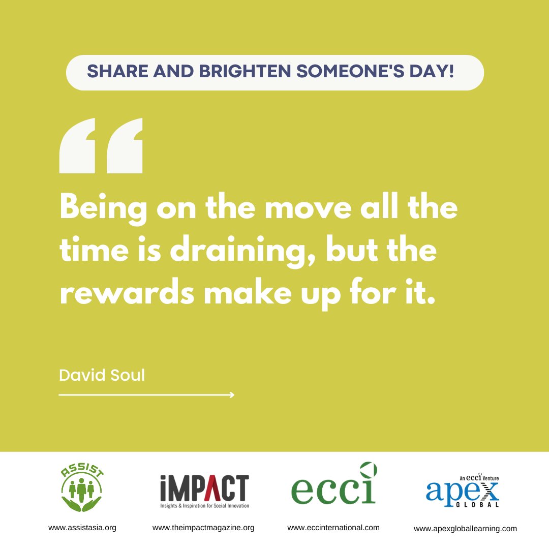 [Quote of the Day]

🚀 "Being on the move all the time is draining, but the rewards make up for it." - David Soul

Keep pushing forward, the journey is worth it! 💪🏻✨

#MotivationMonday
#PartnersForProgress