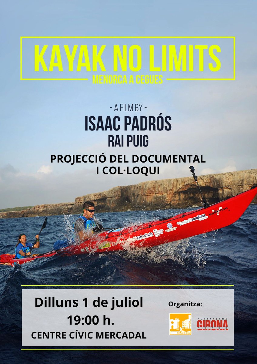 Girona Futur (@gironafutur) on Twitter photo Avui, al centre cívic del Mercadal de #Girona, a les 19:00 h, Isaac Padrós i <a href="/raipuigg/">Rai Puig</a> ens porten "Kayak no limits". Podrem parlar amb ells sobre l'experiència excepcional de donar la volta a Mernorca en kayak, i a cegues.
#AvvMercadal <a href="/multicapacitats/">Multicapacitats</a> <a href="/GrupMifas/">Grup MIFAS</a> <a href="/CAVGirona/">CAV Girona</a> Avui, al centre cívic del Mercadal de #Girona, a les 19:00 h, Isaac Padrós i <a href="/raipuigg/">Rai Puig</a> ens porten "Kayak no limits". Podrem parlar amb ells sobre l'experiència excepcional de donar la volta a Mernorca en kayak, i a cegues.
#AvvMercadal <a href="/multicapacitats/">Multicapacitats</a> <a href="/GrupMifas/">Grup MIFAS</a> <a href="/CAVGirona/">CAV Girona</a>