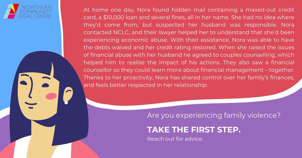 In Australia, there are protections against financial abuse. To read Nora's story and to learn more, visit: northernclc.org.au/take-the-first…