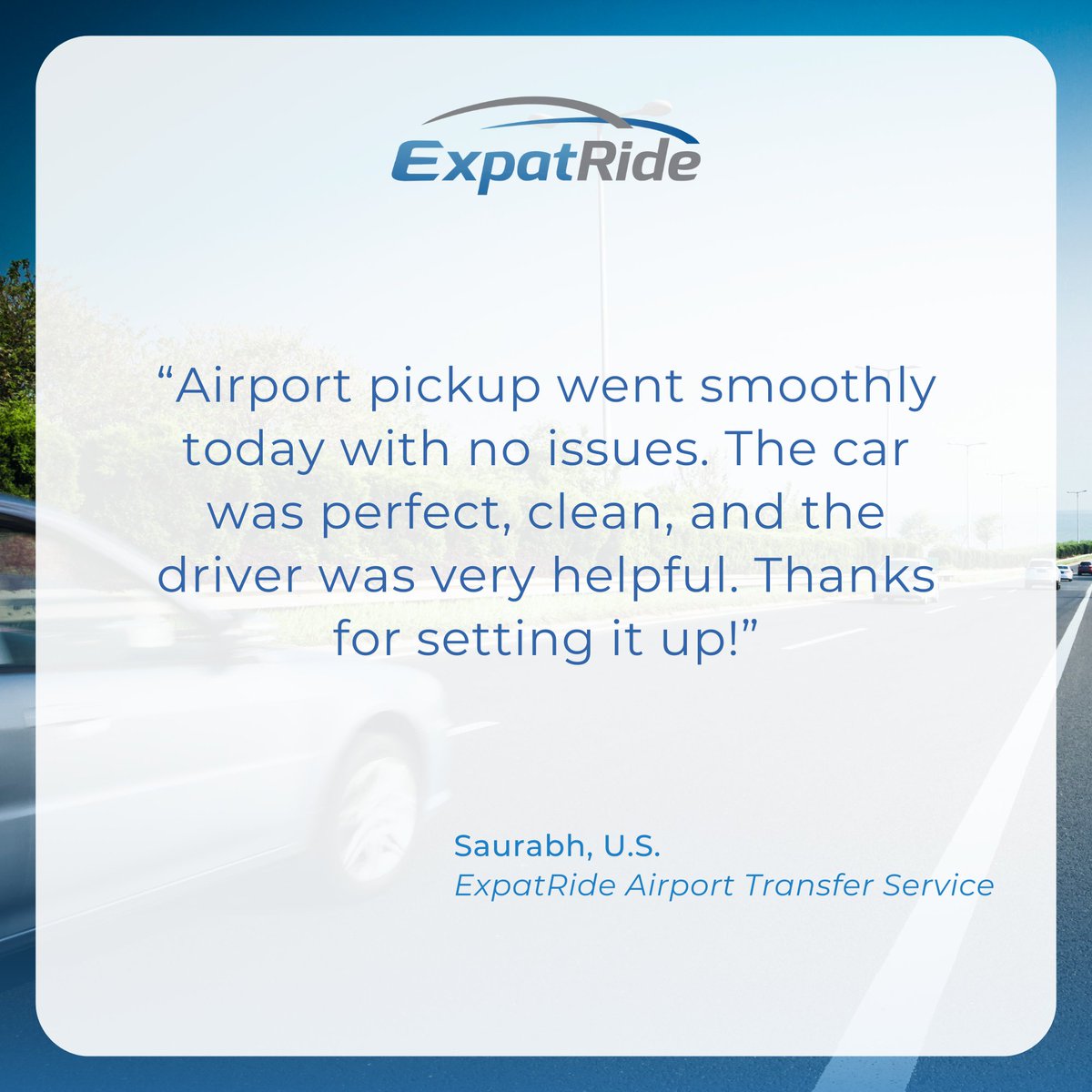 ExpatRide's tweet image. We're grateful for your input, and happy that you've found our service up to your standards. A warm thank you from the ExpatRide team! 

#GlobalMobility #AskExpatRide #InternationalRelocation