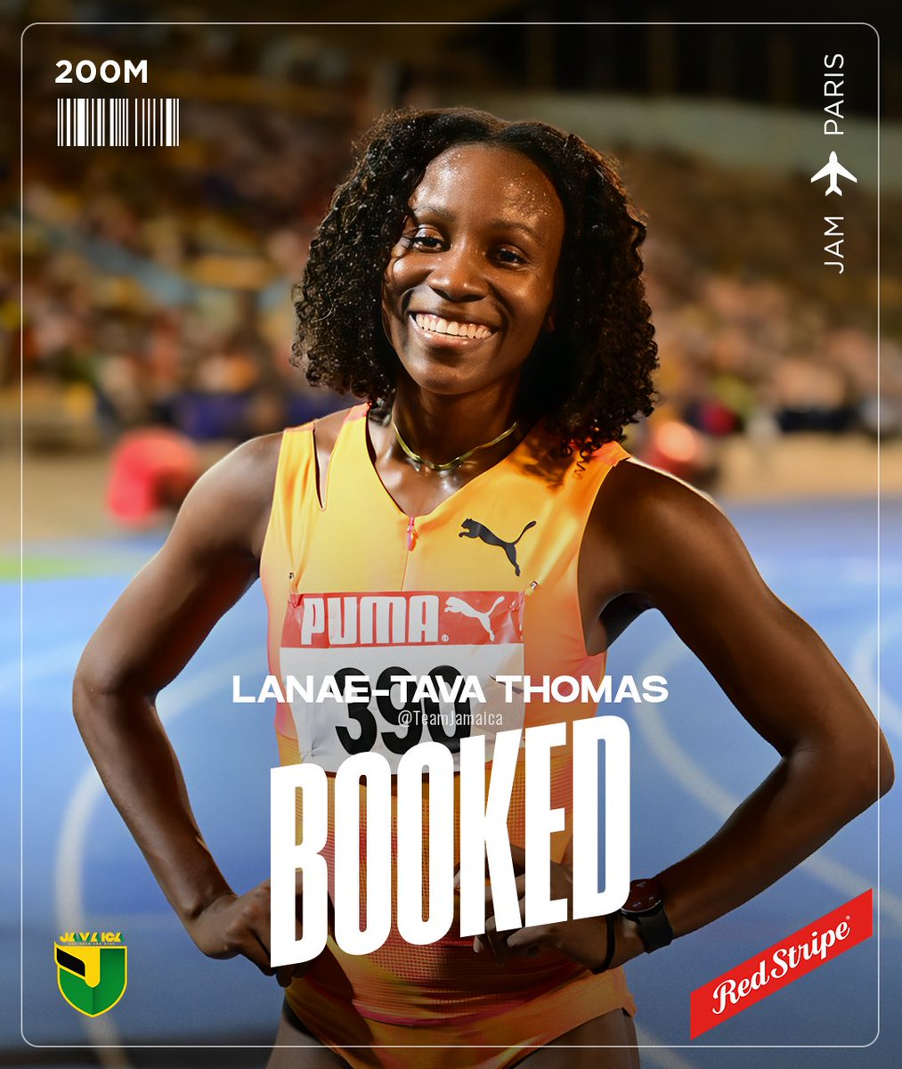 🔥 JAM ✈️ PARIS 🔥 Lanae-Tava Thomas 🇯🇲 finished 2nd in the Women's 200M FINAL (22.34) to book her ticket to #ParisOlympics2024. 😤😤😤 🖤💚💛

Powered by <a href="/RedStripe/">Red Stripe</a>

 #TeamJamaica #GuhHaadAndDone