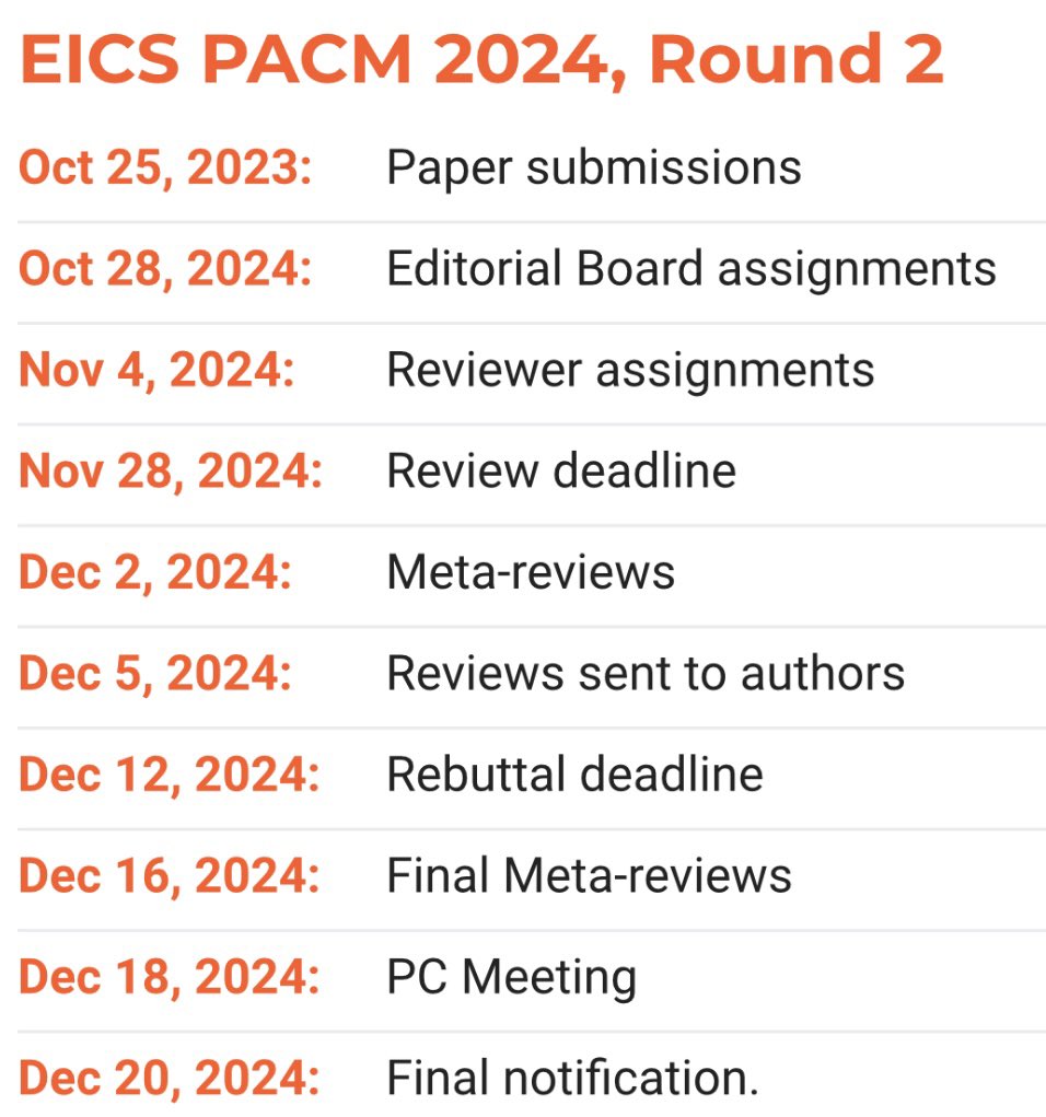 maxpascher's tweet photo. The deadline for submitting your full papers and technical notes to @EICSconf for the first #PACM round is approaching fast!

Remember to submit your work by the end of the day on July 26, 2024 AoE.

https://t.co/7g0DUzyRhY

@sigchi #eics #eics2025 #trier https://t.co/QpWuLF0Juy