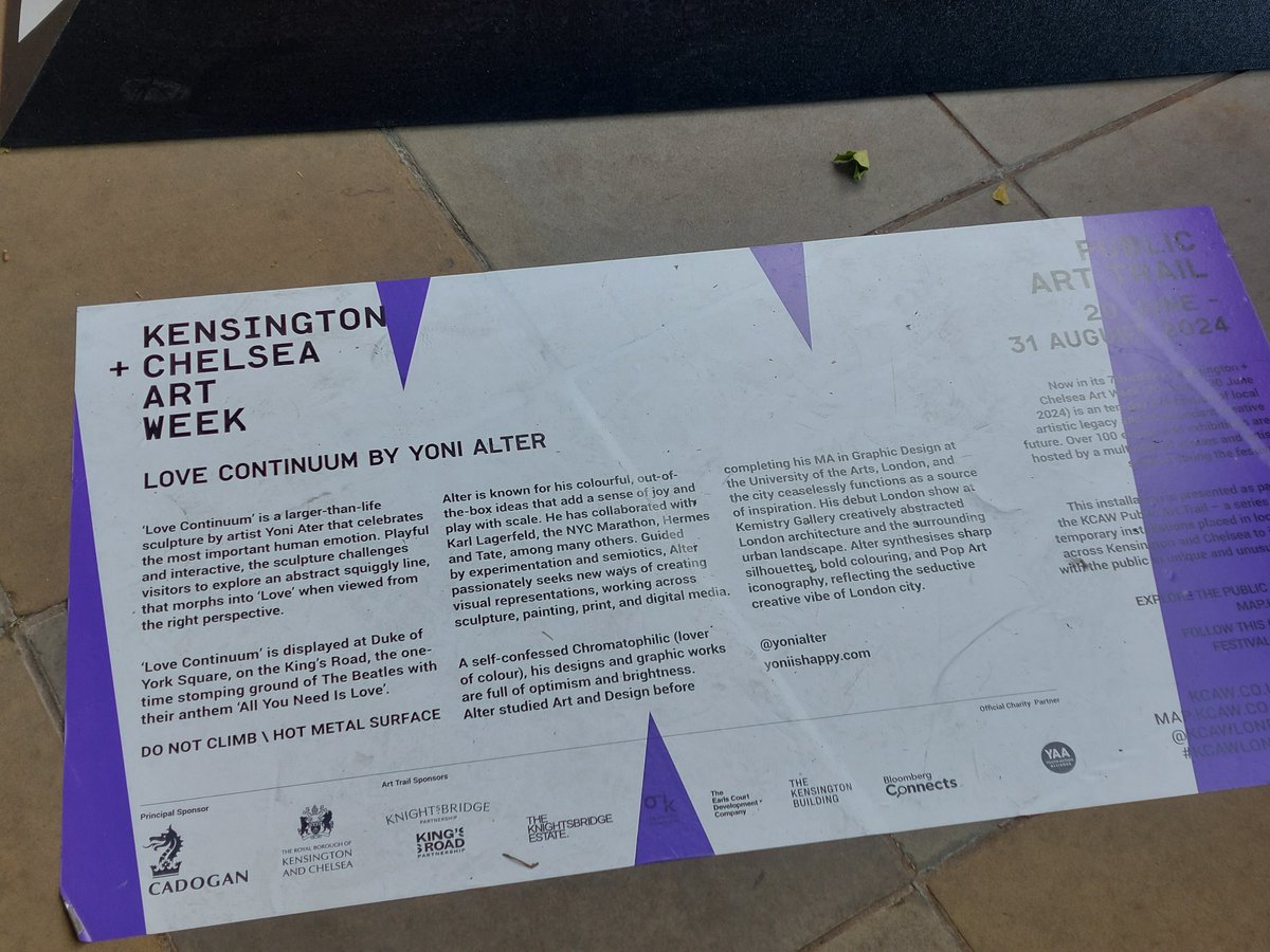 On my way to cater for a kiddies party and saw this artwork by Yoni Alter as part of the Kensington and Chelsea Art week..think it's fab x Hayley