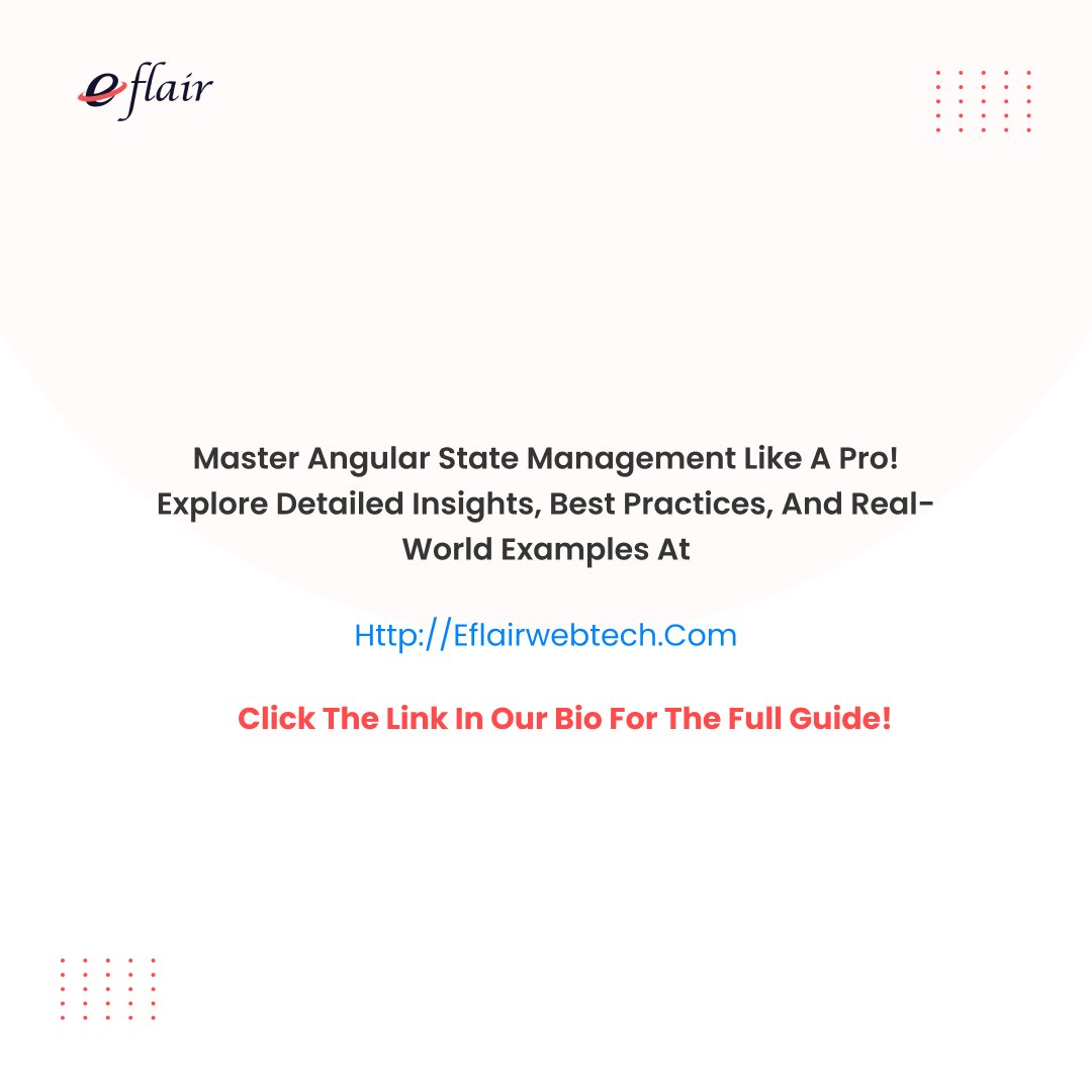 eflair_webtech's tweet photo. Want to become a state management pro in Angular? Dive into our comprehensive guide at 

https://t.co/T2ncK7t1F7

#Angular #StateManagement #WebDevelopment #RxJS #CodingSkills #FrontEndDevelopment #BackEndDevelopment #TechEducation #DeveloperCommunity #AngularFramework https://t.co/Hl3iuQcKhc