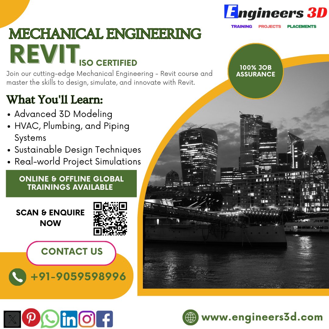 Engineers3d's tweet image. Transform your designs with our Revit course! Master 3D modeling, HVAC, and sustainable systems in no time. #RevitMasters #EngineeringExcellence #DesignFuture #InnovateNow #3DModeling #Engineers3D #Hyderabad #MechanicalMagic
For Enquiry Click the link  - forms.gle/hCGLDkqKPJWgxH…