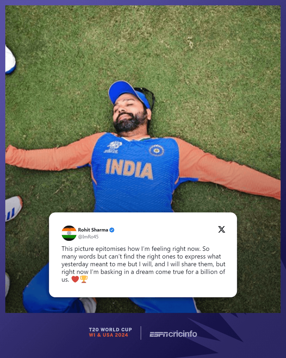 cricinfo's tweet photo. A picture that sums it all up 💙🏆🇮🇳

#T20WorldCup https://t.co/GuNVLJEFjP
