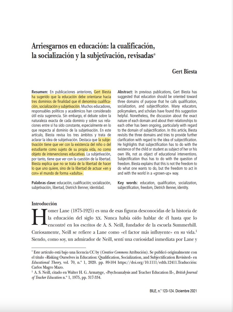 El objetivo final de la educación no es que los estudiantes simplemente aprendan, sino que aprendan algo, por una razón y de alguien. Un problema con el lenguaje del aprendizaje es que invisibiliza las cuestiones sobre el contenido, el propósito y las relaciones educativas. 👇