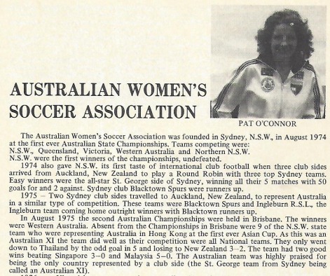 one of the odd parts of this story is how Pat O'Connor seemed to backflip on her view of the team over the years. here's a clipping from the 1979 AWSA report, where she acknowledges they were a club team in Hong Kong (last par). what changed, when, and why?