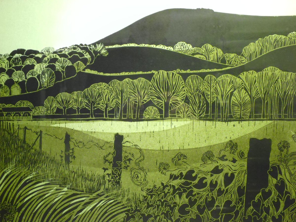 B_Strawbridge's tweet photo. Downs and Water Meadows - linocut by English printmaker, Robert Tavener 

💚 https://t.co/j8ecbIXe3j
