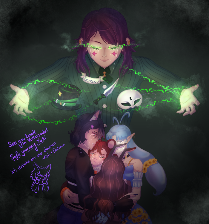 AshinaReynard's tweet photo. Safe travels on your journey @YukiHattaWD ! We'll look after everything for you, promise 💜🩵🧡🤎

We'll come see you real soon okay? We'll bring some peach cobbler!

-={#HattArt #ArtReynart #JuniPiece #DoodlesOfMal #MietteArtie #WondaLight #Eternya #Dolonia #VTuber #ENVTuber}=- https://t.co/xp0rsxpsfW