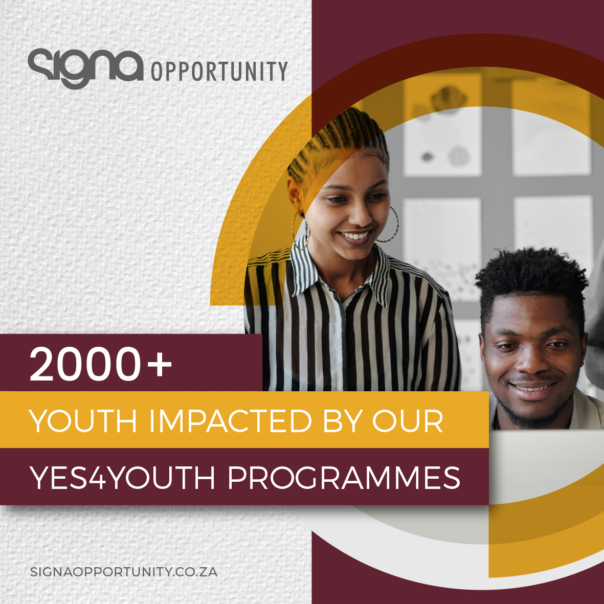 SignaOpportuniT's tweet photo. Annually, we empower 600+ youth with essential skills and experience for the job market. Our YES programme has transformed over 2000 lives, securing sustainable employment across industries. We're committed to socio-economic growth and tackling youth unemployment. https://t.co/QBF3rfYclH
