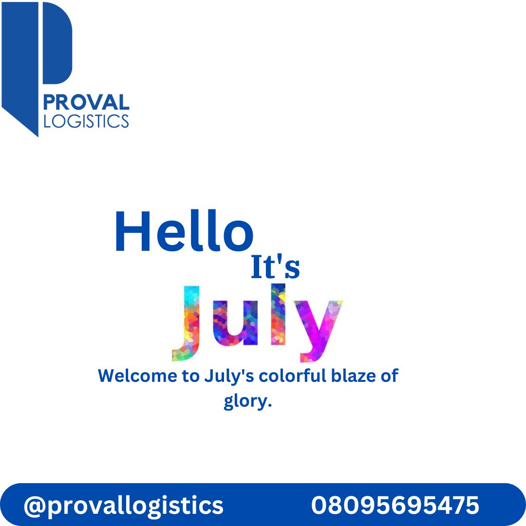 ProvalLogistics's tweet photo. Welcome to July!!

#happynewmonth 
#happynewweek 
#mondaymotivation 
#provallogisticsbegloballyconnected🚐✈🏍 https://t.co/tkwUYLg2SJ