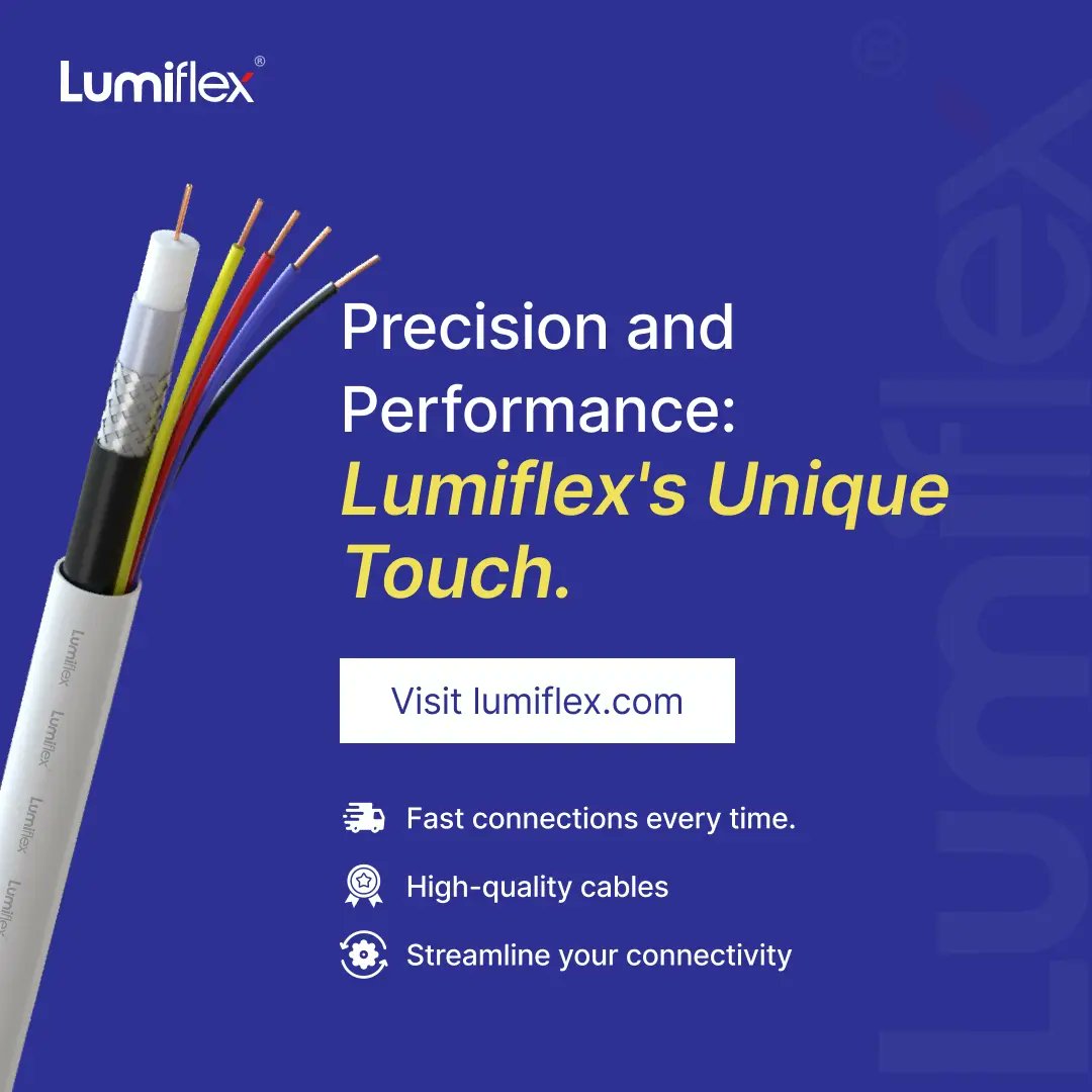lumiflex_c's tweet image. Lumiflex Cables: Where precision meets performance. ✨ Experience the unique touch that delivers unmatched results. 

🌐 Visit our website:- lumiflex.in

📞 Contact no:- 9833834019 / 7021969960

📩 Email id:- sales@lumiflex.in