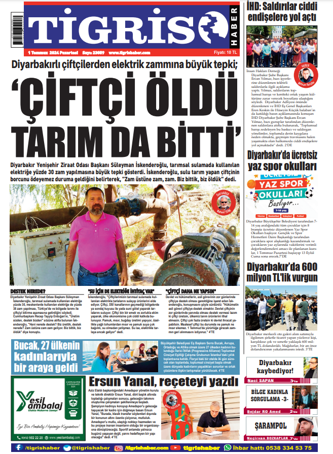 Günaydın #TigrisHaber okurları. "ÇİFTÇİ ÖLDÜ TARIM DA BİTTİ" manşetiyle bayilerde, web sitemiz ve sosyal medya hesaplarımızla da telefonunuzdayız. #Diyarbakır