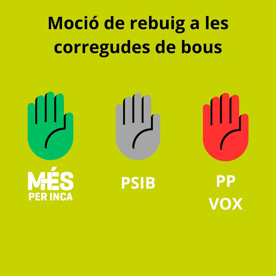 MESperInca's tweet photo. Dijous al plenari ens quedàrem soles defensant aquesta moció. 
Des de Més per Inca hem estat, estem i estarem sempre en contra de la tortura animal, i encara més de que aquesta es presenti com un espectacle o es disfressi de "cultura". (1/2) https://t.co/iMcQ0n1Nv8