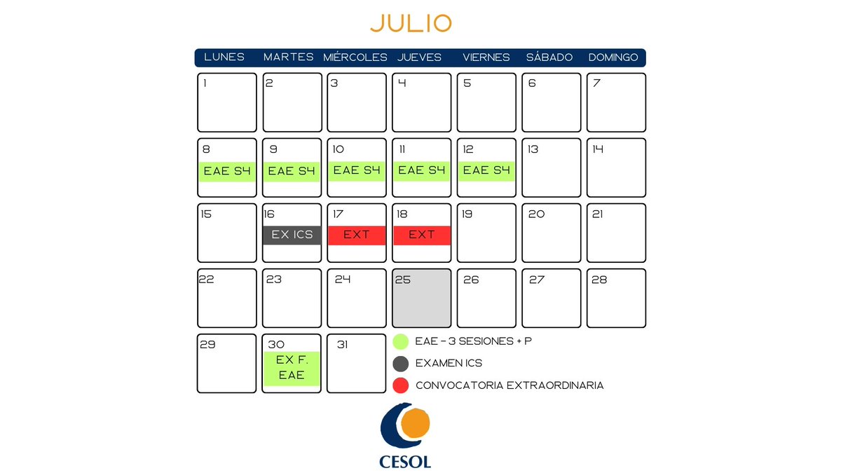 ¡Ya está aquí el mes de julio! Aquí podéis consultar lo que se va a llevar a cabo en CESOL durante este mes.