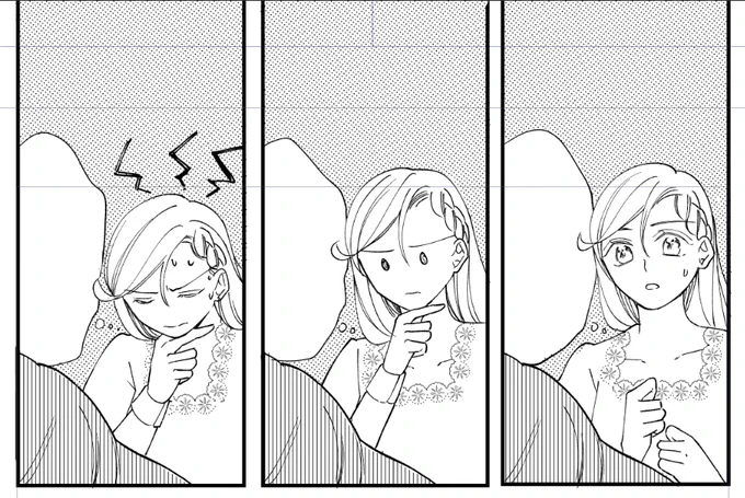 In addition, I always keep in mind the tempo of the page. Larger panels invite your eye to look at them longer, and smaller panels are shorter. In order for things not to feel monotonous it's good to vary sizes, unless its intentional. Take these three panels for example. 