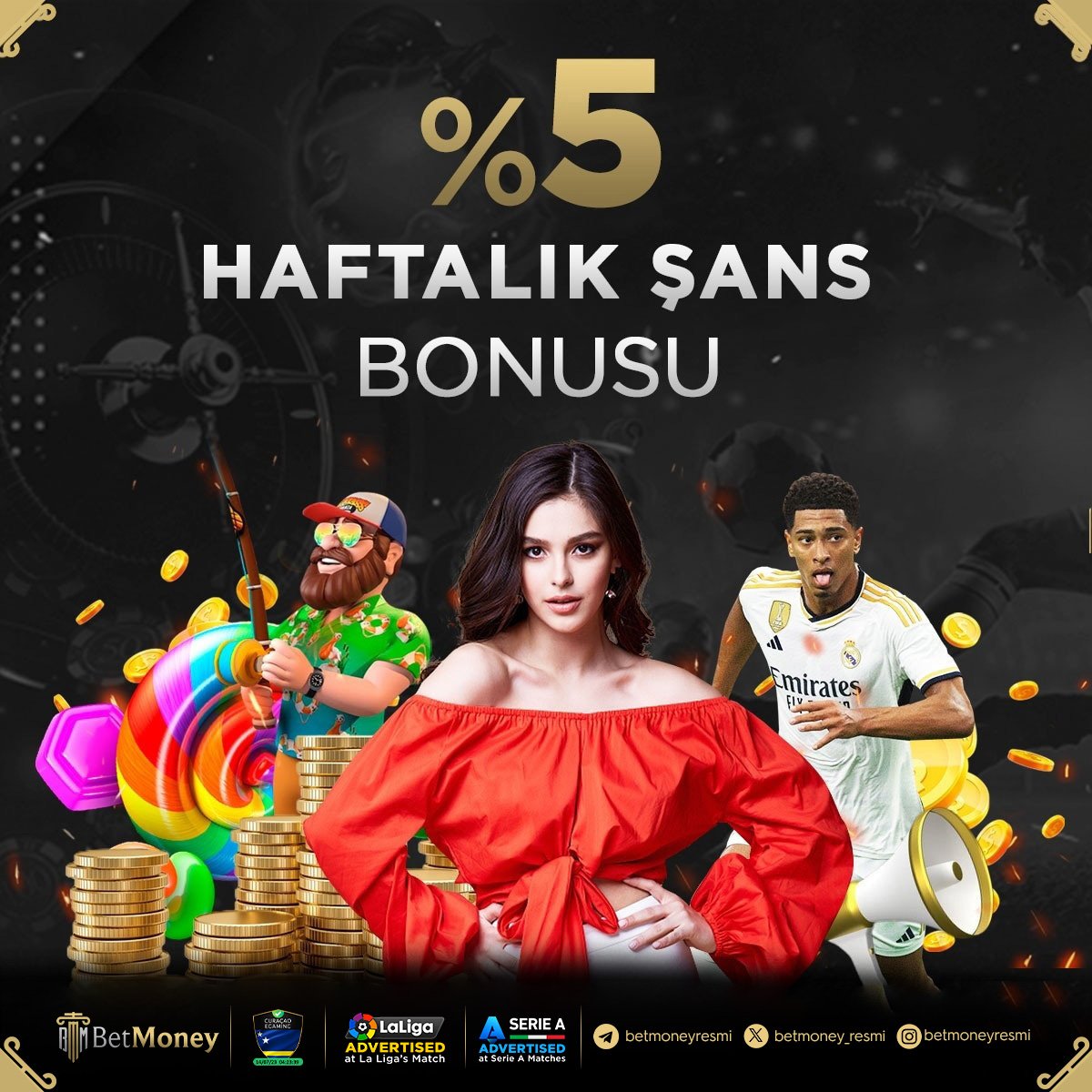 🚨 BetMoney'de Her Pazartesi Günü %5 Şans Bonusu!

🔺Yatırımcı Üyelerimiz Canlı Destek Hattına Bağlanarak %5 Şans Bonuslarını Alabilir!

🔺BetMoney'in Avantajlı Bonusları Sayesinde Kaybetmek Yok!

#BetMoney #KazananlarınYanında