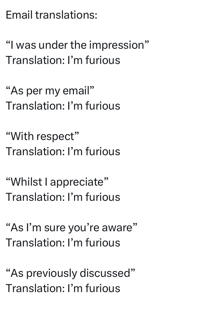 100% accurate and essential reading for non-Brits who work with Brits: