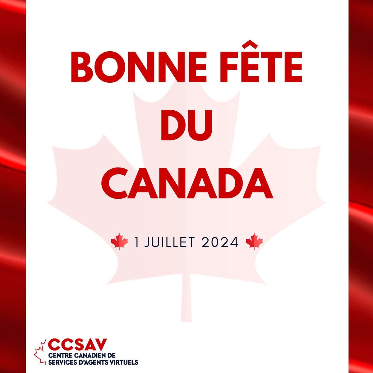 InfoCcsav's tweet photo. 🍁 Joyeuse Fête du Canada à tous ! 🇨🇦 
C'est le moment de célébrer notre beau pays et tout ce qui le rend spécial. Que cette journée soit remplie de bonheur, de fierté et de moments agréables en famille et entre amis. 🎉 
#CCSAV #FêteDuCanada #CanadaDa https://t.co/dixi4gVLtA